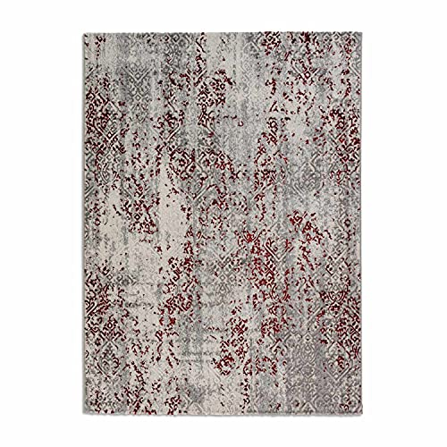 hochwertiger Designer Teppich Antea — Moderne Kurzflor Teppiche — Zimmerteppich im Vintage Design — (160x230cm, Ornamente rot/beige)