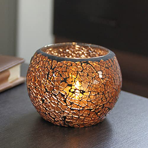 2 Pcs Tea Light Candle Holder Mosaic Glass Candle Jars Handmade Romantic Tealight Holders Friendship Nightlight for Party Wedding Birthday Anniversary