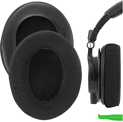 Geekria Comfort Ersatz-Ohrpolster aus extra dickem Netzgewebe, kompatibel mit ATH M50X, M50XBT, M60X, M50XBT2, M50, M40X, M30, M20, M10 Kopfhörern, Ohrpolster (schwarz)