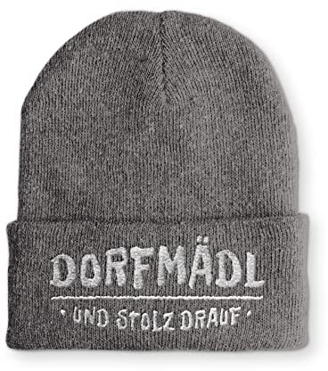 tshirtladen Dorfmädl und stolz Drauf Wintermütze Beanie Mütze für Damen und Herren, Farbe: Grau