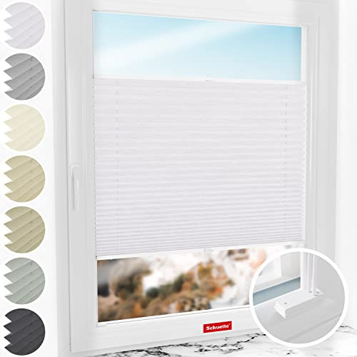 Schuette® Plissee mit Bohren zum Anschrauben ● Dolomite Kollektion: Cold Morning (Grau) ● 60x80cm (Breite x Höhe) ● Suprafix Faltrollo Befestigung ● Bequeme Rollo Montage inkl. Video
