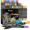 Melifluo Acrylic Paint Pens,42 Colours Dual Tip Brush Paint Marker Pens for Rock Painting, Stone, Ceramic, Glass, Wood, Fabric, Canvas, Porcelain