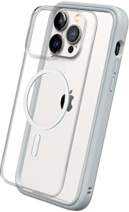 RhinoShield Modulares Case kompatibel mit MagSafe für [iPhone 14 Pro Max] | Mod NX - Überragender Magnet, Individuell anpassbare, strapazierfähige Schutzhülle 3.5M / 11ft Fallschutz - Platin Grau