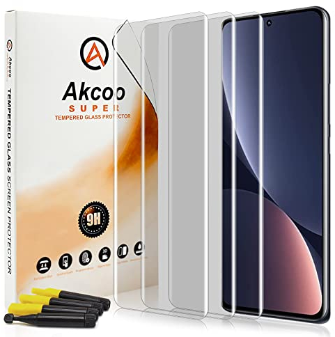 Akcoo 3 Piezas,Protector Pantalla para Xiaomi 12 Pro,Cristal Templado [Tecnología LOCA],Compatible con Huella Digital,Tacto Sensible,9H Dureza de la superficie, Resistente a Arafazos