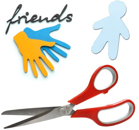 Schere mit weichem Griff und Stahlklingen, 21 cm, super scharf, Mehrzweck-Schere für Schule, Büro, Zuhause, Papier, Karton, Stoff, Filz, Präzisionsschnitt (Grau & Rot)