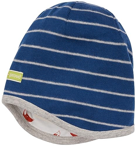 loud + proud Unisex Kinder Wendemütze Ringel, GOTS Zertifiziert Beanie-Mütze, Ultramarine, 45-48 EU