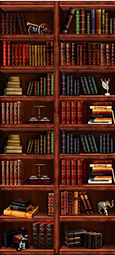 wandmotiv24 Türtapete Bücher-Regal, Schrank, Buch, Figur 70 x 200cm (B x H) - selbstklebend Vlies 150g Sticker für Türen, Türfolie, Aufkleber, M1108
