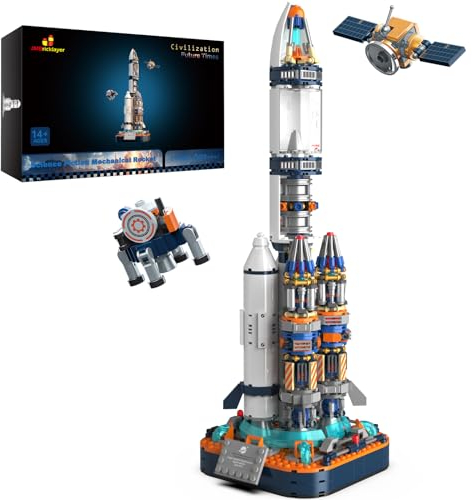 JMBricklayer Technik Weltraumrakete Bauspielzeug Sets, 70110 Kreatives Weltraumrakete klemmbausteine, Space Spielzeug Modellbausatz Geschenk für Erwachsene und Jungen Mädchen ab 8-14 (863 Stück)