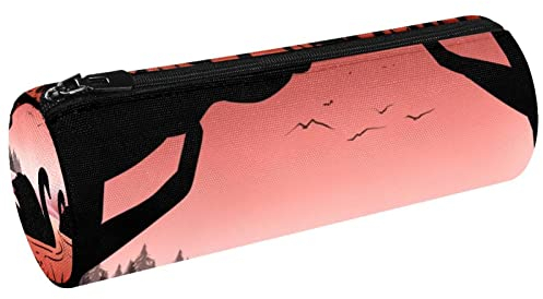Sunset Swan on Lake Silhouette Canvas Federmäppchen Münzbörse Kosmetik Make-up Tasche für Student Schreibwaren Schule Büro Aufbewahrung, Multi#01, 20x6.3cm/7.9x2.5in, Federmäppchen