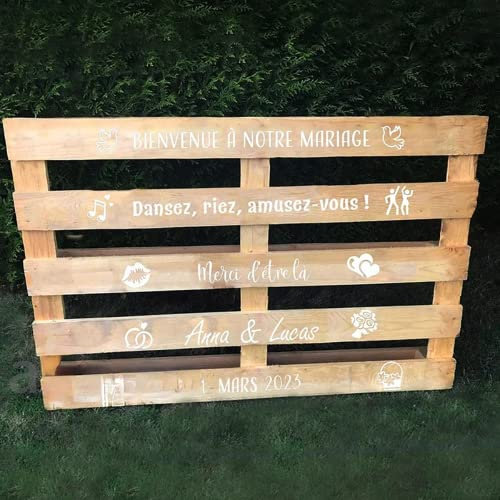 asu Personalisiertes Geschenk zur Hochzeit, Hochzeit Sticker,Graviert mit Namen und Datum,Geschenk für Paare, Geburtstag, Jahrestag (White,Width of 35cm)