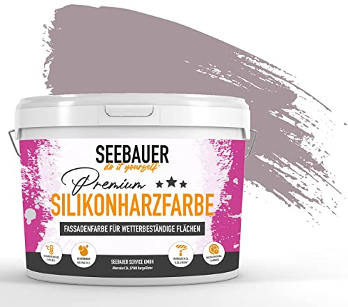 SEEBAUER diy Silikonharz-Fassadenfarbe Violett 300ML für Außen (No. 930 Purple Blossom) Selbstreinigende Fassadenfarbe mit Lotuseffekt - Geeignet für Putz, Mauerwerk und Beton