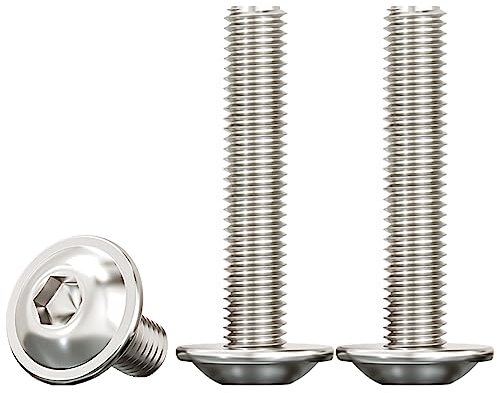 Drenky M6 Schrauben Edelstahl Innensechskant,Flachkopf Schrauben mit Innensechsrund M6x35mm Linsenkopfschraube mit Flansch Rostfrei Edelstahl A2 V2A Maschinenschrauben Vollgewinde,20 Stück