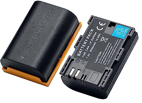 LP-E6/LP-E6NH/LP-E6N Batteria Ricaricabile 2650mAh(2Pezzi) Compatibile con Canon EOS 5D MarkⅡ(5D2)/5D MarkⅢ(5D3)/5D MarkⅣ(5D4)/5DS/5DSR/6D/6D2/60D/60Da/7D MarkⅡ/7D/70D/80D/90D, ecc