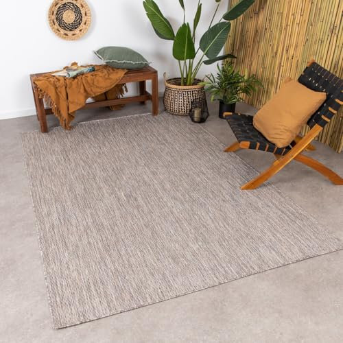 FRAAI | Home & Living In- & Outdoor Teppich - Costa Taupe - Wetterfest - Polypropylen - Flachgewebe - Wohnzimmer, Esszimmer, Balkon, Garten/Terrasse - Terrasse - Rug
