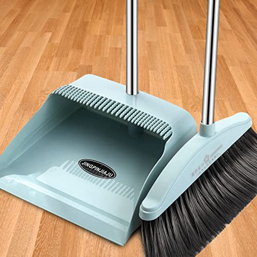 Upright Adjustable Broom and Dustpan Set with 35 Long Handle - Dustpan and Brush Set,Broom and Dustpan Set for Home