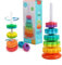 Jouet rotatif arc-en-ciel empilable pour bébé - Engrenages sensoriels pour bébé - Anneaux empilables - Jouets Montessori sans BPA - Jouets éducatifs précoces pour 12 mois et plus (5 pièces)