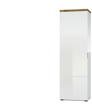 Kitaly | Modell Idea Mehrzweck-Schuhschrank, Melaminplatte mit Hochglanz-Lack, hergestellt in Italien, Weiß, 1 Tür und 5 Ablagen oben