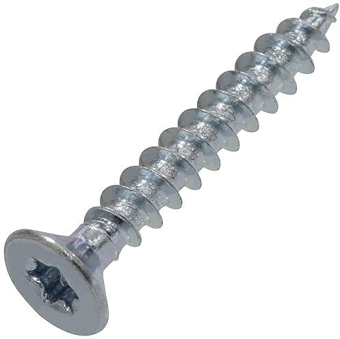 AERZETIX - C68221 - Lot de 25 Vis autotaraudeuses pour bois à tête fraisée Ø3.5x25 mm à empreinte étoile TX - en acier zingué