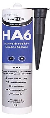 Bond It HA6 RTV Marine Water Fish Tank Grade Silicone Seawater Gasket Sealant Aquarium Safe Fish Tank Salt Water Seal (Black)