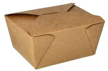 Générique 50 boites repas américaines rectangulaires 780 ml en carton kraft brun avec système de fermeture à rabat