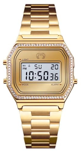 Orologio da donna. Orologi da donna Stile classico vintage, bordato da scintillanti pietre di zirconia. Originale orologio da polso da donna con movimento al quarzo di alta qualità. (Placcato oro)