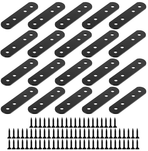 Straight Brackets, 20 Pcs Flat Metal Brackets, Connecting Plates, Flat Bracket Connector Joining Mending Plates with Holes, Fixing Plate Brace Supports for Repair Fixing Wood Furniture (2.36x0.63)