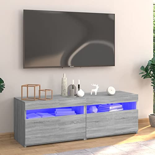 ZQQLVOO Entertainment Center Stand Unit Home Entertainment Center im Wohnzimmer Schlafzimmer TV-Schrank mit LED-Leuchten Grau Sonoma 120x35x40 cm Geeignet für Wohnzimmer Schlafzimmer