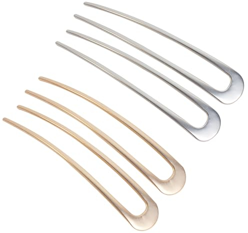 4 Pièces Bâton En Epingle à Cheveux Métallique, Épingle à Cheveux Vintage en Métal en Forme de U, Épingle à Cheveux Française Épingles Chignon, U Bâtons de Fourche, Epingle Cheveux Femme