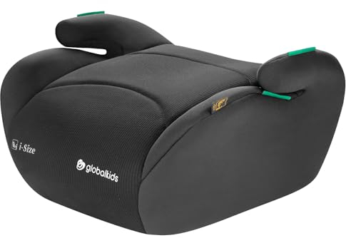 globakids I-Size Booster Car Seat - 125-150cm,Child Booster Seat,Comfortable, Compact & Lightweight,Portable Car Seats for Kids,ECE R129,Black