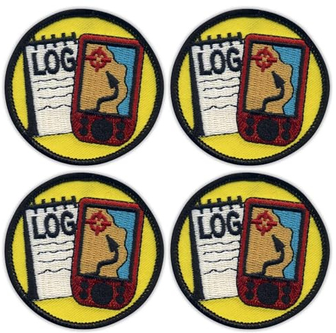 Set of Four - Patchion Geocaching Log and GPS Merit - Round 2.5 - Sew-on - Embroidered Patch/Badge/Emblem