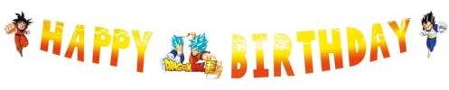 Happy Birthday Paper Garland – 200 cm × 16 cm Manga Themed Birthday Party Banner Decoration for Anime Celebrations & Fan Events (Dragon Ball Z Super™)