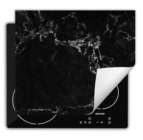 DarHaus Copri Piano Cottura Induzione 60x52 cm Coprifornelli Fornello Proteggi Tutto per la Cucina Fornelli - Marmo - nero