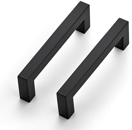 Ravinte 25 Pack Kitchen Door Handles Black Handles for Cupboards 96mm Cupboard Pulls Kitchen Cabinet Pulls Square Bar Wardrobe Hardware Cabinet Door Hardware