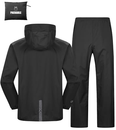 Outdoor Ventures Men's Packable Rain Suit Waterproof Lightweight Rainwear