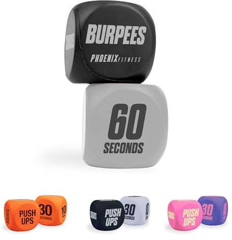 Phoenix Fitness Übungswürfel – Workout-Würfelspiel für Cardio-, HIIT- und Übungskurse – Ganzkörper-Trainingsroutine für Zuhause und Fitnessstudio – Schwarz