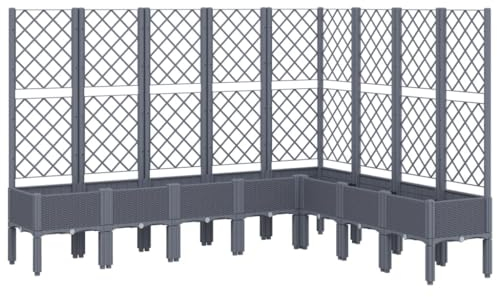 vidaXL Jardinera con Enrejado, Macetero de Plantas Flores, Maceta de Hierbas, Arriate para Jardín Patio Balcón Terraza, PP Azul Gris 200x160x142 cm