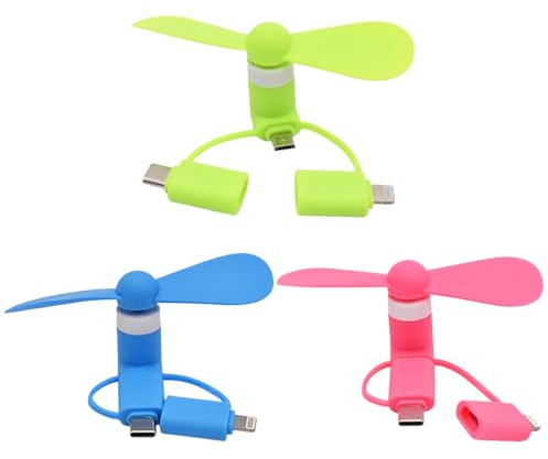 LGWJHCY 3PCS mini ventiladores para teléfono móvil, mini ventilador USB portátil 3 en 1 para teléfono Android/teléfono USB tipo C y más, ventilador de bolsillo (rojo, verde, azul)