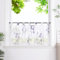 HeichkelL Scheibengardine mit Blätter Transparent Gardine Kurzstores mit Schlaufen Leinenoptik Bistrogardine Violett HxB 60x140cm