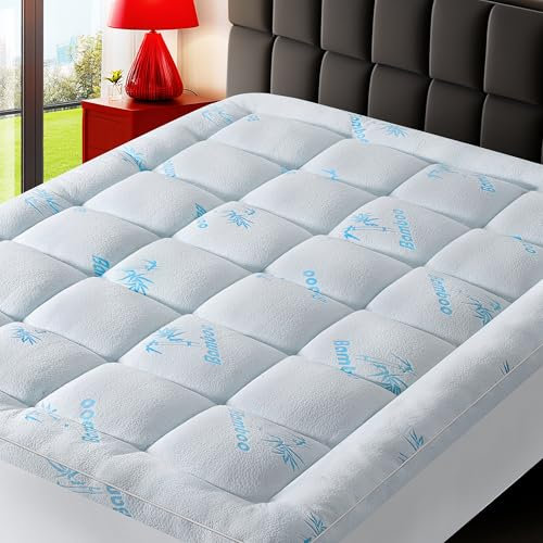 KELTARO Matratzenauflage in voller Größe, Viskose aus Bambus, extra dicke Matratzenauflage, 20,3–53,3 cm tiefe Tasche, weiche Daunen, alternative Füllung, Matratzenschoner, Kopfkissen, Matratzenbezug