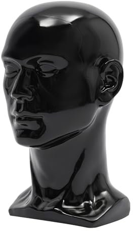 Qussse PVC Männlich Modellkopf, Mannequin Kopf Schaufensterpuppenkopf Schaufensterkopf für Perücken Kopfhörer Hüte und Schmuck
