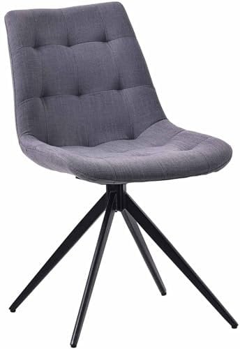 CLP Esszimmerstuhl Merna I Küchenstuhl gepolstert und schwenkbar I Polsterstuhl mit Rückenlehne, Farbe:dunkelgrau, Material:Stoff