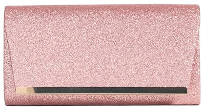 Michelle Moon - Pochette Donna Elegante Rosa per Matrimoni, Feste ed Eventi | Clutch Donna Cerimonia a Tracolla con Glitter, Ideale Borsa Elegante Donna Cerimonia; Pochette Rosa per Occasioni Speciali