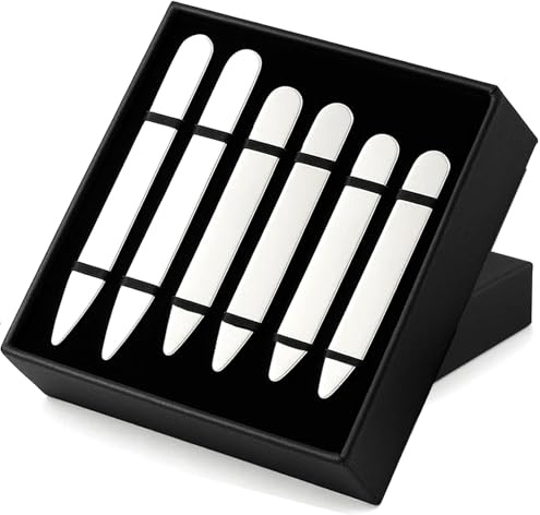 Stainless Steel Collar Stiffeners(No Magnets included), Metal Shirt Collar Stays, Valued Pack in a Gift Box