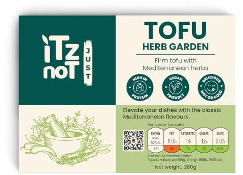 iTz noT JUST TOFU – Herb Garden 280g (Pack of 6) | Vegan High Protein Tofu | Gluten Free | Low Fat & Low Carb | Plant Based Nigari Tofu | Herb Flavoured Tofu for Cooking, Salads & Healthy Meals