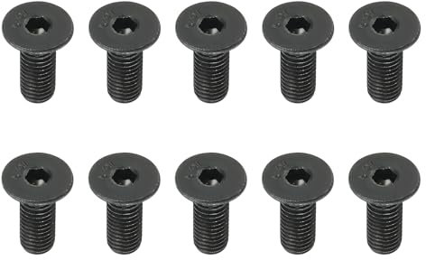 PATIKIL Viti a Testa Svasata Piatta M10 x 25 Mm, 10Pz Bulloni a Testa Svasata Piatta Acciaio Carbonio Medio, Viti Macchine Esagono Incassato, Filettatura Completa, Grado Ossido Nero 10.9