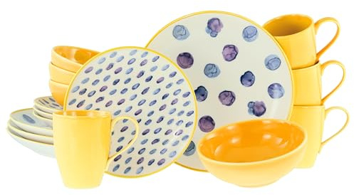 CreaTable, 24176, Serie Maisie, 16-teiliges Geschirrset für 4 Personen, Kombiservice aus Steinzeug, spülmaschinen- und mikrowellengeeignet, Qualitätsproduktion