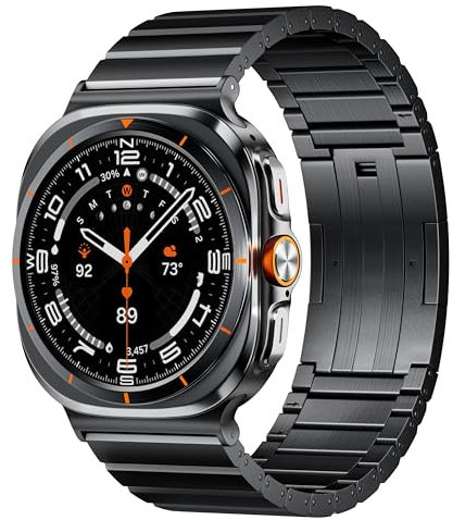 LULULOOK Titan Armband für Samsung Galaxy Watch Ultra 47mm(2024), Premium Titanium 24mm Breite Ersatzarmbänder mit DLC Kratzfest für Galaxy Watch Ultra, NICHT für Andere, Schwarz