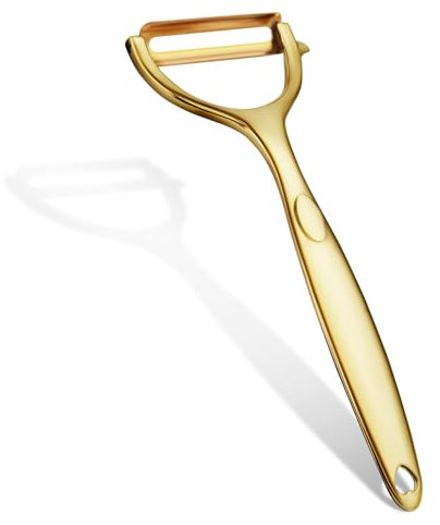 AUAUY Potato Peeler Y-Shaped Swivel Peeler Vegetable & Fruit Peeler, Premium Stainless Steel Veg Peeler for Kitchen, Ergonomic Non-Slip Grip Peeler for Carrot, Cucumber and Various Veg & Fruit(Gold)