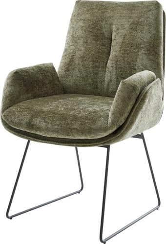 DELIFE Polsterstuhl Clea-Flex Kufengestell Schwarz Chenille Olive