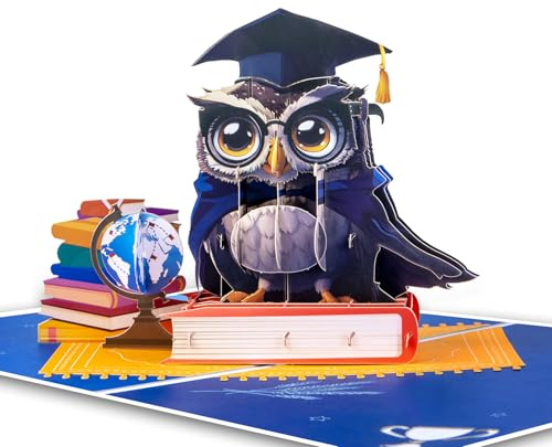 GREETING ART 3D Pop-Up Prüfungskarte mit schlauer Eule,Karte für Abschluss & Prüfung, Glückwunschkarte bestandene Prüfung, bestandenes Examen, Bachelor, Master, Doktor